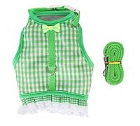 Rabbit Vest Leash, Breathable Polyester Fabric with Lace Hem, Adjustable Small Pet Harness - Lightweight Hook and Loop Design, Durable Nylon Leash for Rabbits and Chinchillas (L)