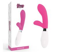 Rabbit vibrator Glossy Jackson Pink in pink color, Length 120 mm, Department WOMEN, Poids 0.195 Kg, Color Fuchsia