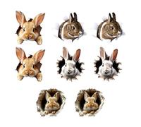 Rabbit Wall Stickers - Cute Easter Rabbit Decoration That Comes Out Of The Wall | 8 Pieces Bunny Stickers To Apply | Pour, Garçons et Filles, à l'École, en Voyage, en Voiture, Salle de