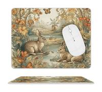 Rabbit Watching Bird Leather Mouse Pad - 8 * 10 Inch.Rectangular Mouse Pads for Premium-Textured Waterproof Surface. Printed Mouse Mat for Computer & Gaming Laptop, Office & Home.