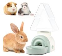 Rabbit Water Bottle - 17.6oz Guinea Pig Water Bottle No Drip for Cage Automatic Gravity Silent Hanging Bunny Water Dispenser with Floating Bowl for Hamster, Gerbils, Ferret, Chinchilla Hedgehog