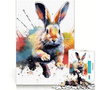 Rabbit Watercolor 1000 Piece Jigsaw Puzzles for Adults Teenagers Solid Logic Toy Quiet Fun Precision Cut Santa Wish Pick (38x52cm)