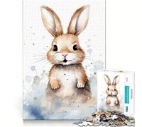 Rabbit Watercolor Jigsaw Puzzles for Adults 1000 Piece Logic Toy Stress Release Precision Cut Festival Gift (38x26cm)