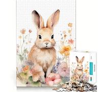 Rabbit Watercolor Jigsaw Puzzles for Adults 1000 Piece Smart Game Relaxing Fun Pattern Assembly Cherished Gift (50x75cm)