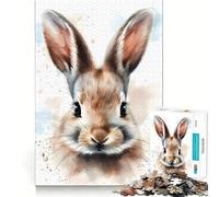 Rabbit Watercolor Jigsaw Puzzles for Teenagers 1000 Piece Thought Toy Calm Escape Precise Edge Amazing Present (50x75cm)