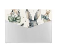 Rabbit Wearing A Bow File Folder 6-Pocket, Waterproof Accordion File Organizer with Snap Closure, Expanding Document Holder for Office, Home