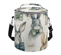 Rabbit Wearing A Bow Lunch Bag, 15L Portable Leakproof Picnic Basket with Shoulder Strap, Insulated Picnic Cooler Bag for Camping, Beach, Hiking & Groceries