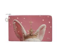 Rabbit Wearing A Crown Coin Purses with Zipper, Personalized Zero Wallet for Shopping, Small Makeup Pouches Bag for Travel, Card Organizer Case, Portable Canvas Change Purses