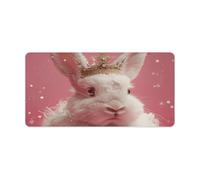 Rabbit Wearing A Crown Desk Pad Protector Large Waterproof Desk Mat Blotter Non-Slip Rubber Base Multifunctional Mouse Keyboard Gaming Pad Big Computer Mat for Home Office