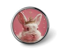 Rabbit Wearing a Crown Lapel Pin for Men Blue Peacock Fashion Brooch Pin -Cute Enamel Badges, Aluminum Alloy Metal Pinback for Hats, Shirts, Bags, Jackets & Accessories (1 Inch Round Button Pins)