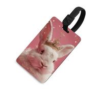 Rabbit Wearing A Crown Luggage Tag TPU Bag Tag Travel Airplane Essentials Personalized Luggage Tags Holder with Lanyard Name Id Identifier Card for Suitcase Backpack Toolbox