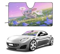 Rabbit with Bluebells Car Windshield Sun Shade - Reflector Sunshade Offers Ultimate Protection for Car Interior, Cool Reflective Sun Blocker Fits Small Sedans, Mini SUVs 55"x30"