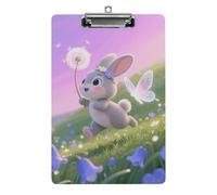 Rabbit with Bluebells Clipboard 8.5×12.5 Inch Acrylic Clip Board with Metal Clip A4 Letter Size Decorative Clipboard Cute Hanging Clipboards for Office, Teacher, Nurse, Doctor,