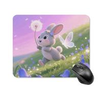 Rabbit with Bluebells Mouse Pad Square Laptop Mouse Mat Cute Computer Mousepad Keyboard Pad Non-Slip Desk Pads for Gaming Office Work Home 20 * 25cm
