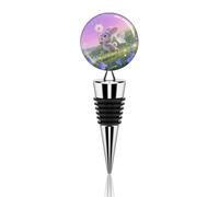 Rabbit with Bluebells Wine Stoppers Reusable Wine Bottle Stopper Decorative Champagne Stoppers Silicone Beverage Bottle Sealer Keep Fresh, Leakproof Wines Saver for Bar Party Decor