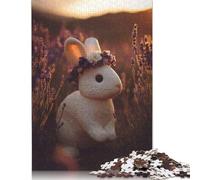 Rabbit with Flower Crown in Lavender Field Puzzle 500 Piece Adult Jigsaw Puzzle Puzzles for Teenagers Gifts Jigsaw Puzzles for Adults Educational Game Challenge Toy 500pcs (52x38cm)