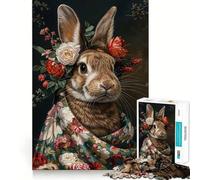 Rabbit with Flowers 1000 Pieces Jigsaw Puzzles for Teenagers Memory Upgrade Casual Relax Sharp Cut Art Display (50x75cm)