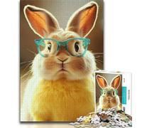 Rabbit with Glasses 1000 Piece Jigsaw Puzzles for Adults Gifts,for Educational Game Challenge Toy Unique Home Decor And Gifts 38x26cm