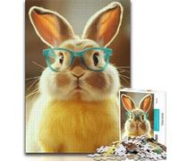 Rabbit with Glasses 1000 Piece Jigsaw Puzzles for Teenagers,Help The Brain Exercise Addictive Toys to Cultivate Patience Unique Challenge Game 75x50cm