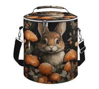 Rabbit with Mushrooms Lunch Bag, 15L Portable Leakproof Picnic Basket with Shoulder Strap, Insulated Picnic Cooler Bag for Camping, Beach, Hiking & Groceries