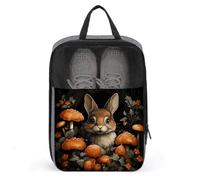 Rabbit with Mushrooms Shoe Bag Waterproof & Breathable Shoe Pouch for Travel, Portable Carry Case for Sports Sneakers, Gym, Vacation