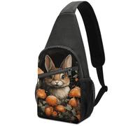 Rabbit with Mushrooms Sling Bag for Men Women, Hands-Free Crossbody Bag, Casual Chest Bag for Running, Hiking, Travel