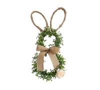 Rabbit Wreath - 19.6 Inch Artificial Easter Bunny Decor, Spring Floral Accent With Bow | Farm Holiday Wall Hanging, Indoor & Outdoor Porch Display, Wreath