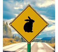 Rabbit Xing Metal Tin Sign Warning Road Sign Caution Rabbit Vintage Metal Tin Signs Funny Rabbit Crossing Metal Wall Sign 10x10in Animal Lover Gift Sign for Outdoor Garden Road Street