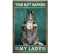 Rabbit Your Napkins My Lady Retro Metal Tin Sign 8X12 Inches
