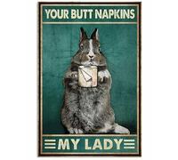 Rabbit Your Napkins My Lady Retro Metal Tin Sign 8X12 Inches