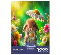 Rabbit1000Piece JigsawPuzzleAnimal Rabbit ForAdult Challenging LargePiecePuzzles Age12+byth ThemeFlowersandBirds Uncover The Puzzle 38x26cm/1000pcs