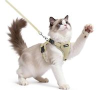 rabbitgoo Cat Harness and Lead Set, Easy-on with Neck Buckle, Cream Coffee
