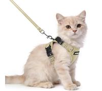 rabbitgoo Cat Harness and Lead Set, Easy-on with Neck Buckle, Cream Coffee