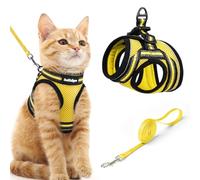 rabbitgoo Cat Harness and Lead Set, Escape Proof Cat Vest with Leash, Soft Comfortable Step-in Kitten Harness, Adjustable and Reflective for Safe Easy Walking, Yellow, Medium