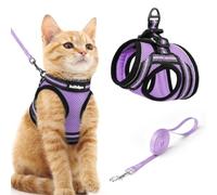rabbitgoo Cat Harness and Lead Set, Escape Proof Cat Vest with Leash, Soft Comfortable Step-in Kitten Harness, Adjustable and Reflective for Safe Easy Walking, Light Purple, Medium