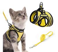 rabbitgoo Cat Harness and Lead Set, Escape Proof Cat Vest with Leash, Soft Comfortable Step-in Kitten Harness, Adjustable and Reflective for Safe Easy Walking, Yellow, Small