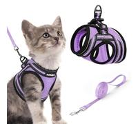 rabbitgoo Cat Harness and Lead Set, Escape Proof Cat Vest with Leash, Soft Comfortable Step-in Kitten Harness, Adjustable and Reflective for Safe Easy Walking, Light Purple, Small