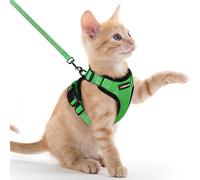rabbitgoo Cat Harness and Lead Set, Escape Proof Kitten Harness with Leash, Metal Ring, Lightweight Soft, Reflective Adjustable Vest for Small Cat Walking Travel XXS, Grass Green