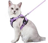 rabbitgoo Cat Harness and Lead Set, Escape Proof Kitten Harness with Leash, Metal Ring, Lightweight Soft, Reflective Adjustable Vest for Small Cat Walking Travel M, Light purple