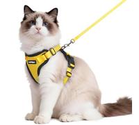 rabbitgoo Cat Harness and Lead Set, Escape Proof Kitten Harness with Leash, Metal Ring, Lightweight Soft, Reflective Adjustable Vest for Small Cat Walking Travel M (Pack of 1), Yellow