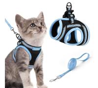 rabbitgoo Cat Harness and Lead Set, Soft Step-in Vest, Black & Light Blue