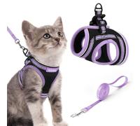 rabbitgoo Cat Harness and Lead Set, Soft Step-in Vest, Black & Light Purple
