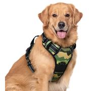 rabbitgoo Dog Harness Large Dog No Pull Pet Harness with 2 Leash Clips, Adjustable Soft Padded Pet Vest, Reflective No-Choke with Easy Control Handle for Training or Walking, Green Mountain, XL