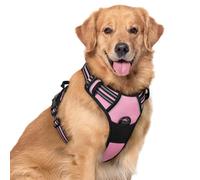 rabbitgoo Dog Harness Large Dog No Pull Pet Harness with 2 Leash Clips, Adjustable Soft Padded Pet Vest, Reflective No-Choke with Easy Control Handle for Training or Walking, Pink, XL