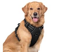 rabbitgoo Dog Harness Large Dog No Pull Pet Harness with 2 Leash Clips, Adjustable Soft Padded Pet Vest Harness, Reflective No-Choke with Easy Control Handle for Training or Walking, Black, XL