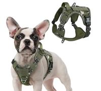 rabbitgoo Dog Harness Large Dog No Pull, Tactical Adjustable Pet Harness with Molle Panel, Breathable Military Vest, Reflective Vest with Easy Control Handle for Training Walking, Green camo, S