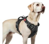 rabbitgoo Dog Harness Large Dog with Neck Release Buckle, No Pull Harness with Front Back Clips, Adjustable Soft Padded with Easy Control Handle, Reflective No-choke Pet Walking Vest, Black, L