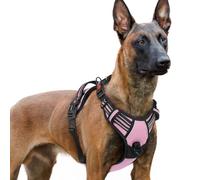 rabbitgoo Dog Harness Large Dog with Neck Release Buckle, No Pull Harness with Front Back Clips, Adjustable Soft Padded with Easy Control Handle, Reflective No-choke Pet Walking Vest, Pink, XL