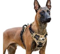 rabbitgoo Dog Harness Large Dog with Neck Release Buckle, No Pull Harness with Front Back Clips, Adjustable Soft Padded with Easy Control Handle, Reflective No-choke Pet Walking Vest,Desert Ridge, XL