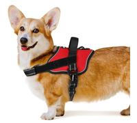 rabbitgoo Dog Harness Small Dog, Easy Wearing with One Buckle, No Pull Harness, Adjustable Assistance Service Pet Vest, Breathable Pet Vest with Control Handle for Walking Training, Red, S